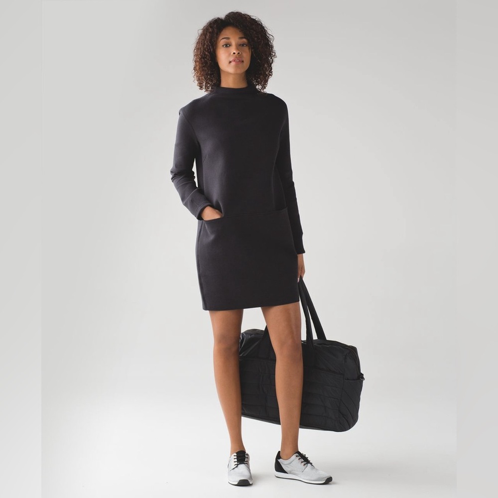 Lululemon City Bound Dress - Black Casual Long Sleeve Winter Cozy Office Wear
